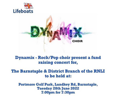 Dynamix-Rock/Pop choir in aid of Barnstaple & Diistrict branch of RNLI
